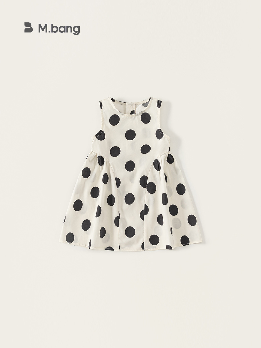 Ropa infantil Youbao, elegante vestido de verano para niñas, vestido negro con lunares sin mangas para niñas