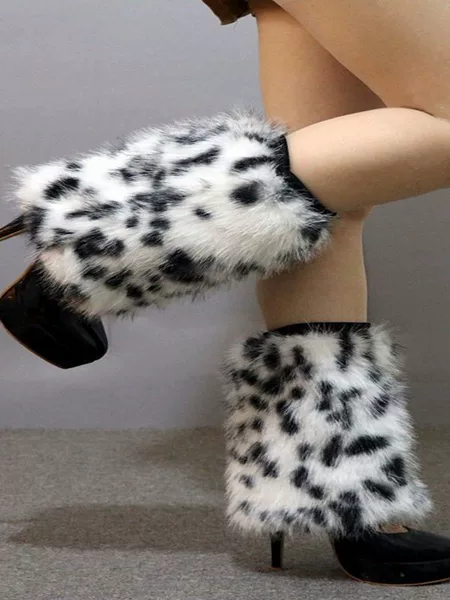 1 Piece of Women's Autumn and Winter Season Leg Warmers, Plush Sock Covers, Stage Performance Faux Fur Leg Warmers, Long and Short Styles for Women
