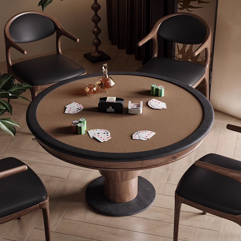 Mesa de huevo totalmente automática, mesa de comedor, mesa de centro elevadora de alta gama para el hogar, combinación de mesa de ajedrez y cartas de Texas Hold'em de madera maciza de estilo antiguo