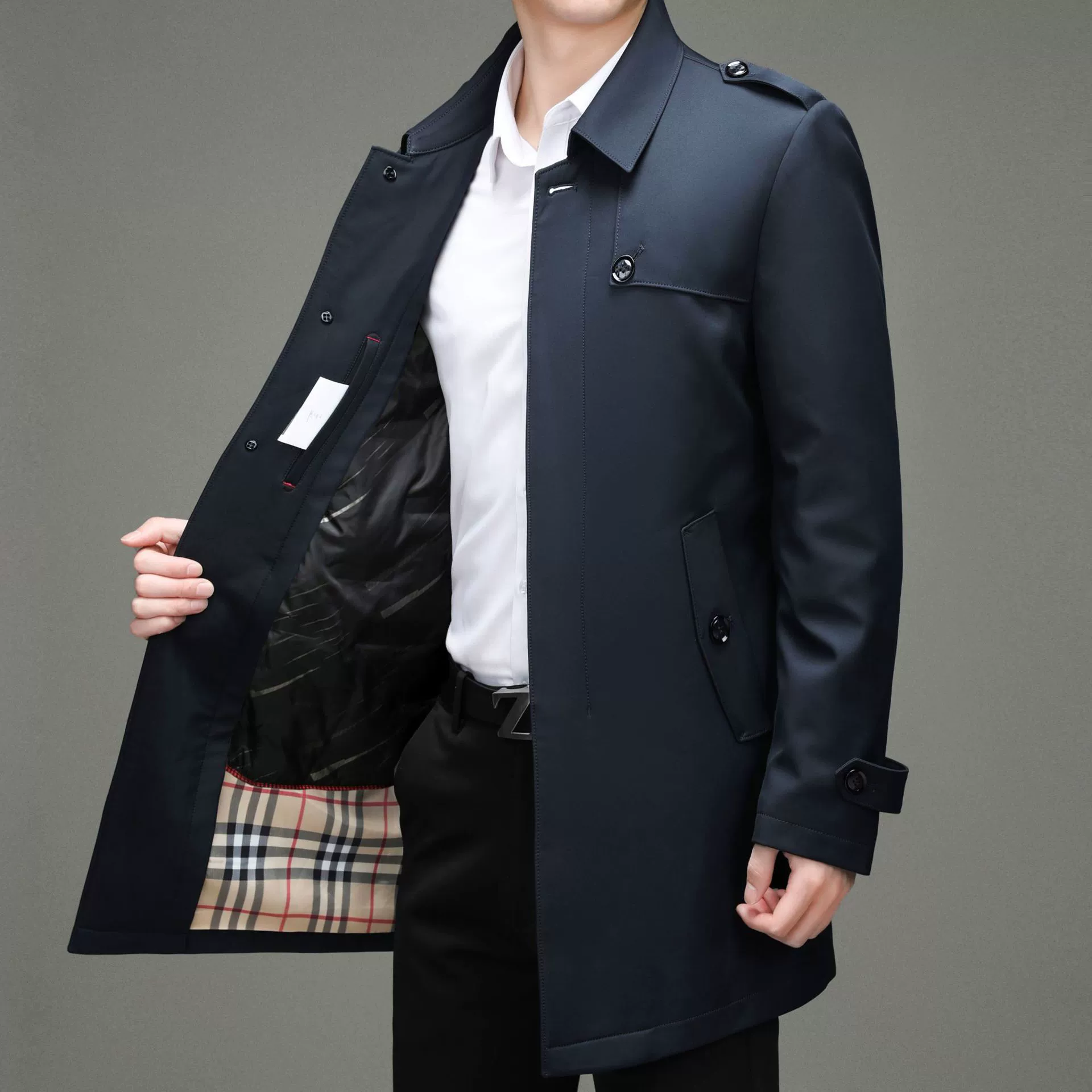 Пуховик демисезонный, trench coat, до середины длины
