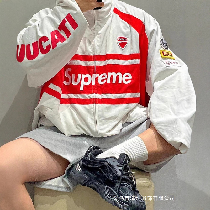 Suprem Ducati Co-Branded Embroidered Printed Loose Jacket Wasteland Style Ins Small Wholesale
