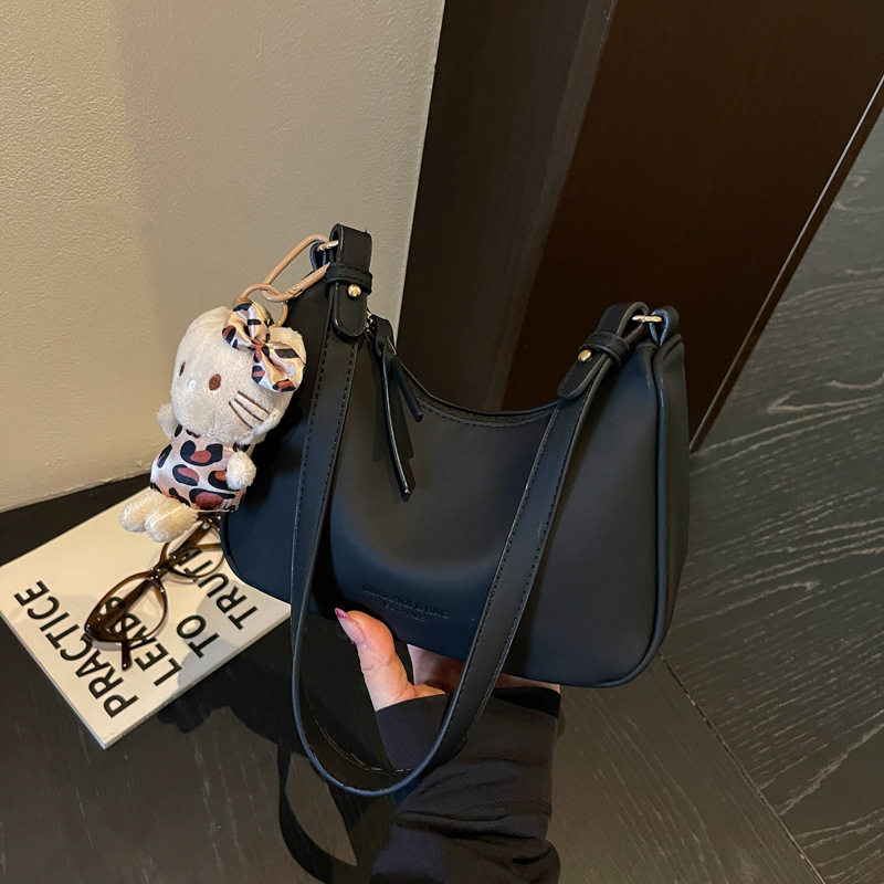 Túi đeo chéo nữ kiểu túi sủi cảo mini, đeo vai và kẹp nách, phong cách thanh lịch đi làm — Gạo trắng không có mặt dây chuyền, Màu cà phê Không có mặt dây chuyền, Màu nâu không có mặt dây chuyền, Đen không có mặt dây chuyền chi tiết 15