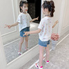 Short sleeve T-shirt, summer children's summer clothing for leisure, cartoon jacket, suitable for teen, round collar