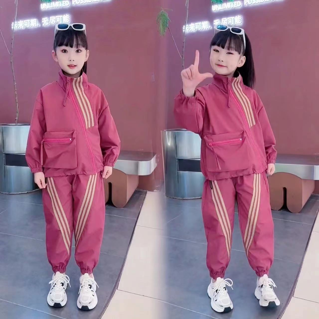 Trajes de niñas primavera y otoño 2025 nueva moda cool ropa infantil con un conjunto completo de ropa deportiva infantil de primavera de niñas