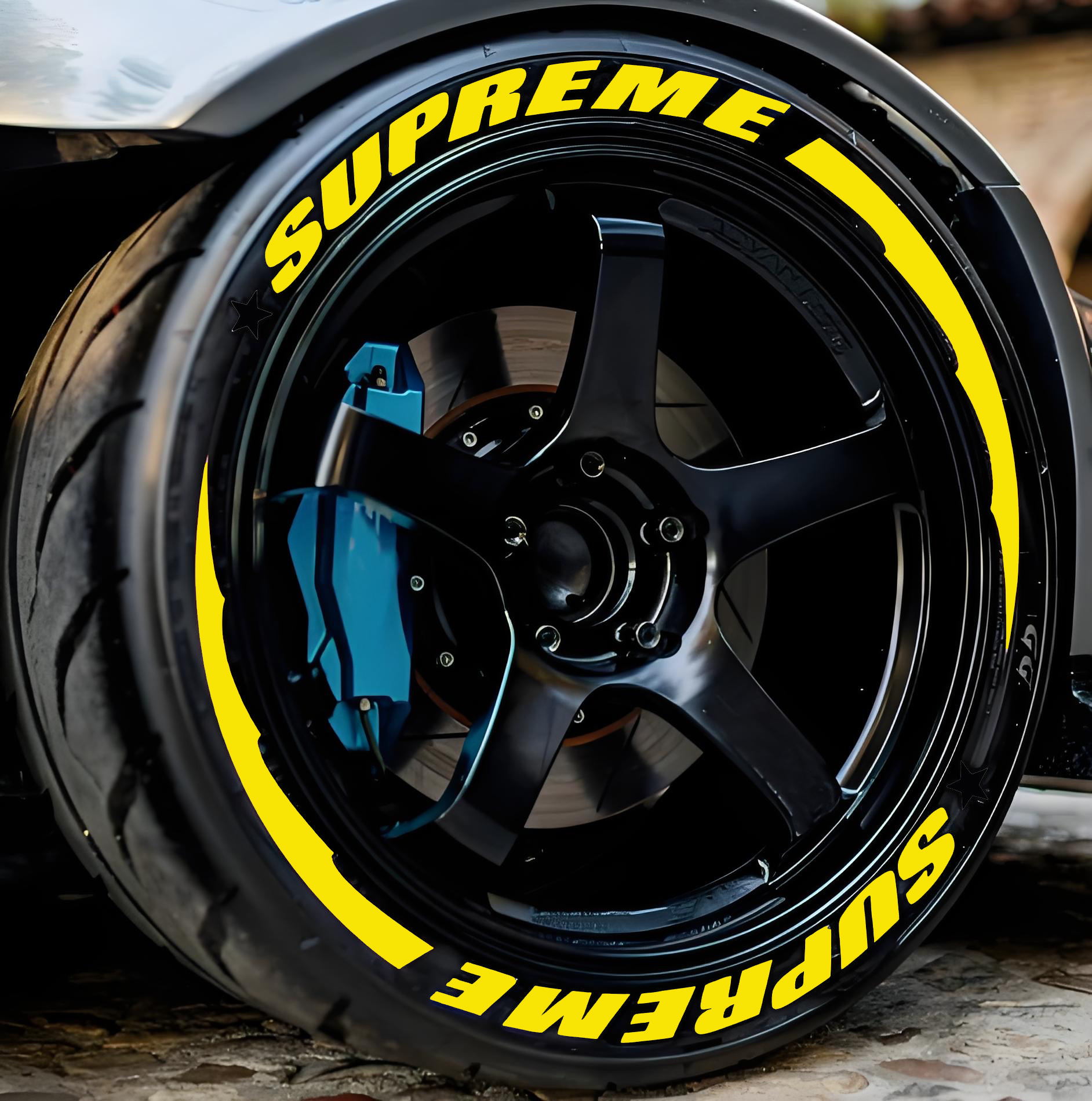 노란색 SUPREME+노란 늑대 이빨