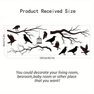 2026秋冬跨境外贸新款1个乌鸦树墙面装饰画鸟站在树梢上的墙壁|ms