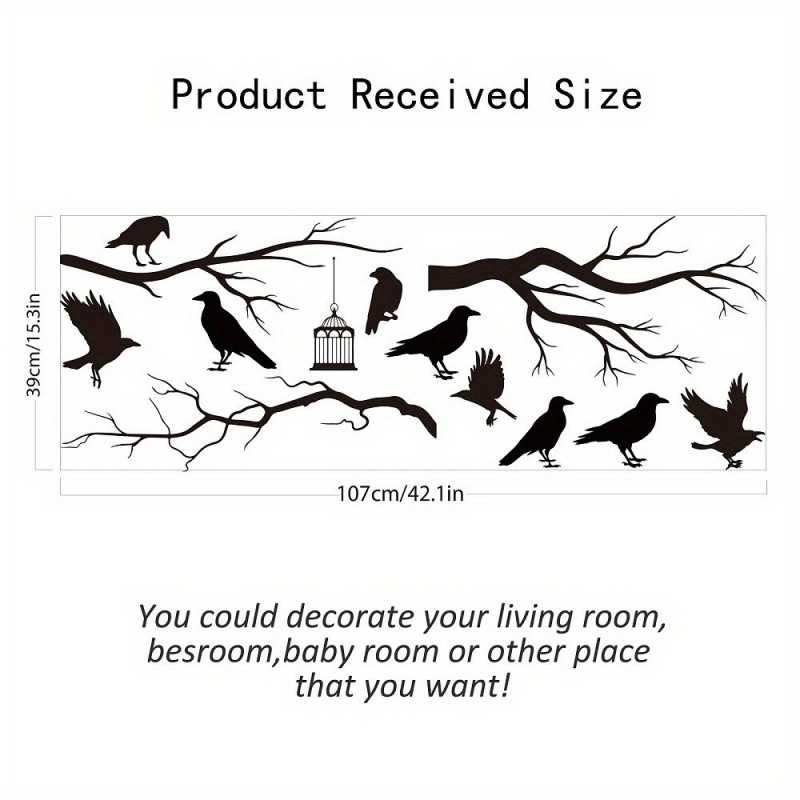 2026秋冬跨境外贸新款1个乌鸦树墙面装饰画鸟站在树梢上的墙壁|ms