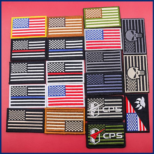 Minghao multi-color American flag cloth patch tactical outdoor backpack Velcro embroidered square armband badge