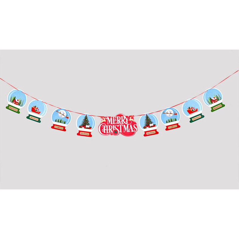 Banderas navideñas transfronterizas en stock, 24 tipos de banderas de dibujos animados, decoraciones navideñas al por mayor de fabricantes, admiten pedidos de lotes mixtos.
