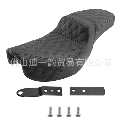 Motorcycle Accessories Suitable for Harley Dyna Grid-Shaped One-Piece Seat Cushion Double Seat Cushion Integrated Seat Cushion 06-17 (Motorcycle cushion) - black-grid