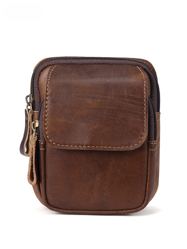 Retro Fashion Genuine Leather Men's Waist Bag Outdoor Leisure Multi-functional Men's Bag with Belt Phone Waist Bag for Men