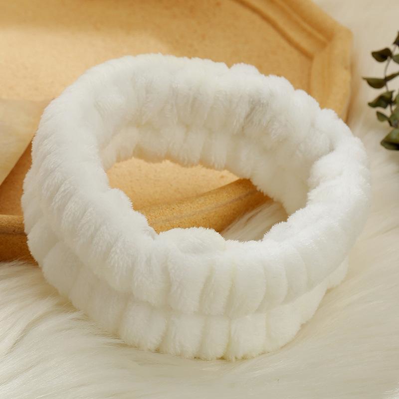 Directo de fábrica de color sólido simple banda de pelo de lavado facial banda de pelo autoadhesivo accesorios DIY felpa anillo de pelo semiacabado tocado
