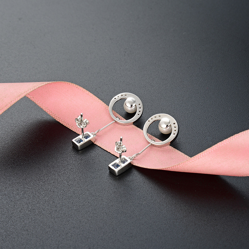 Pendientes redondos de circón de estilo simple de las mujeres estilo japonés y coreano s925 pendientes de perlas de plata temperamento estudiantil pendientes populares