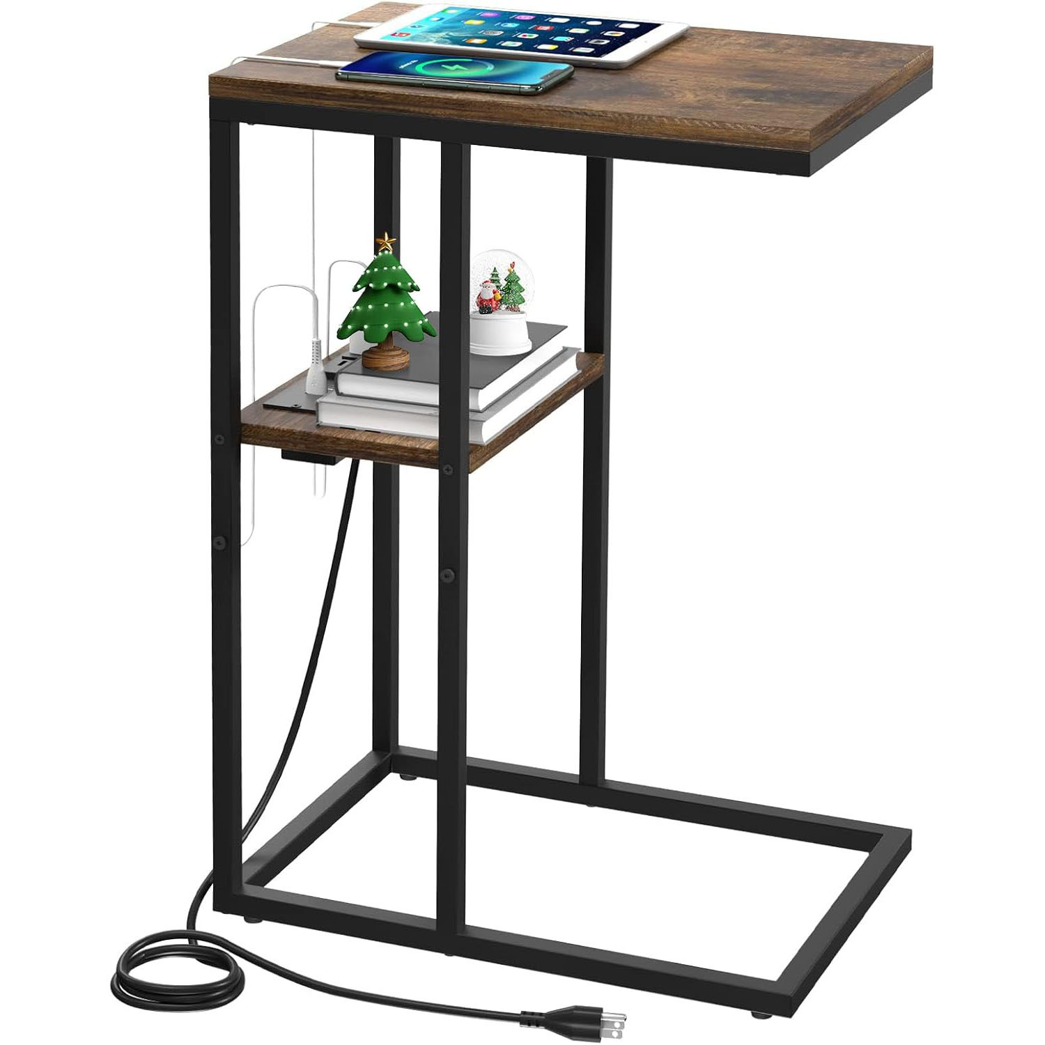 Mesa de cierre de metal, mesa de sofá, mesa lateral, mesa de exhibición, adecuada para pasillo, dormitorio, sala de estar, vestíbulo