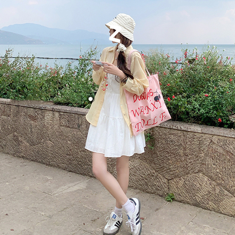 2025夏季新款甜美清新白色吊带连衣裙少女感小个子显瘦A裙批发|undefined