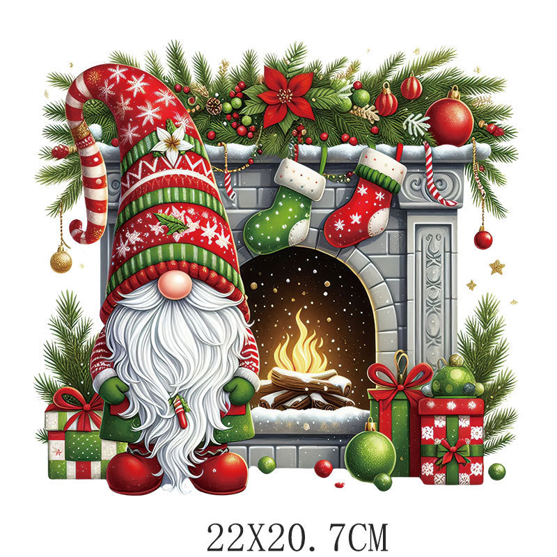 可爱小矮人圣诞节烫画贴热转印 T恤箱包印花图案烫印logo热烫贴画|undefined