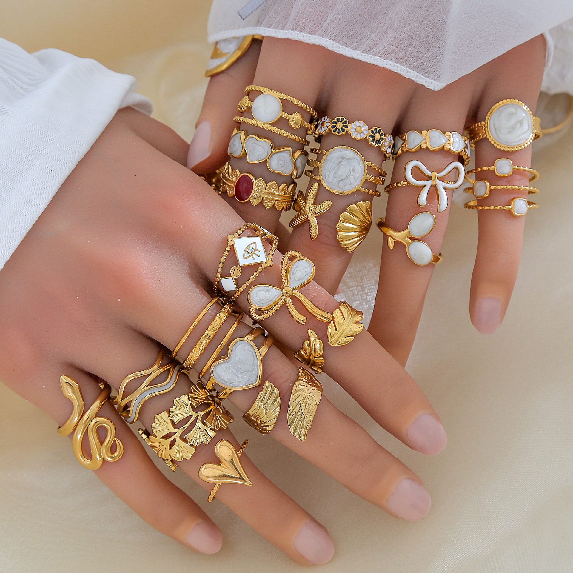 Stapelbare Designerringe Im Set Gold Und Silberfarben Mix_voghion.com