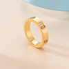 Brand fashionable accessory, golden ring stainless steel for beloved, pink gold, diamond encrusted