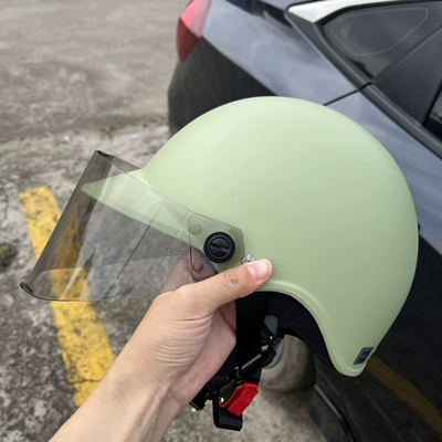 Motosiklet dəbilqələri Penguin Motorcycle Helmet Piao Helmet Motorcycle - one-size-fits-all-2023-matte-matcha-green-standard-light-tea-lenses