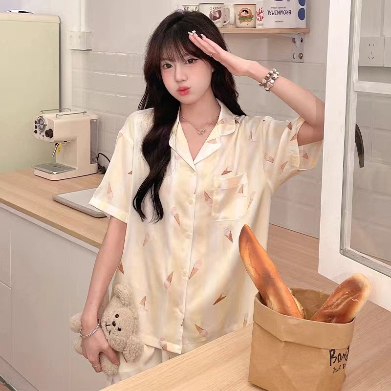 D.M-181 short striped ice cream cardigan
