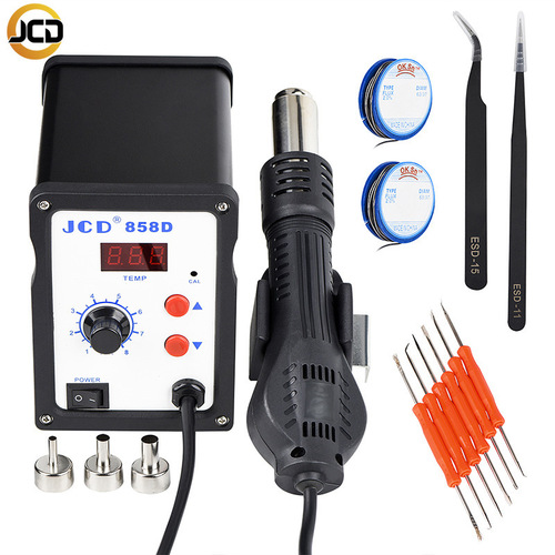 858D Hot Air Gun SMD Phone Repair Tool with Heat Desoldering Station, Digital Display, Temperature Control, 110V/220V