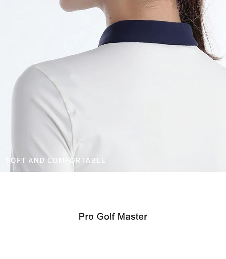 Áo thun dài tay golf nữ PGM cổ bẻ vải thể thao co giãn — YF615-Áo màu xanh hải quân, YF615-Áo Trắng, YF615-Áo màu xanh nhạt chi tiết 15