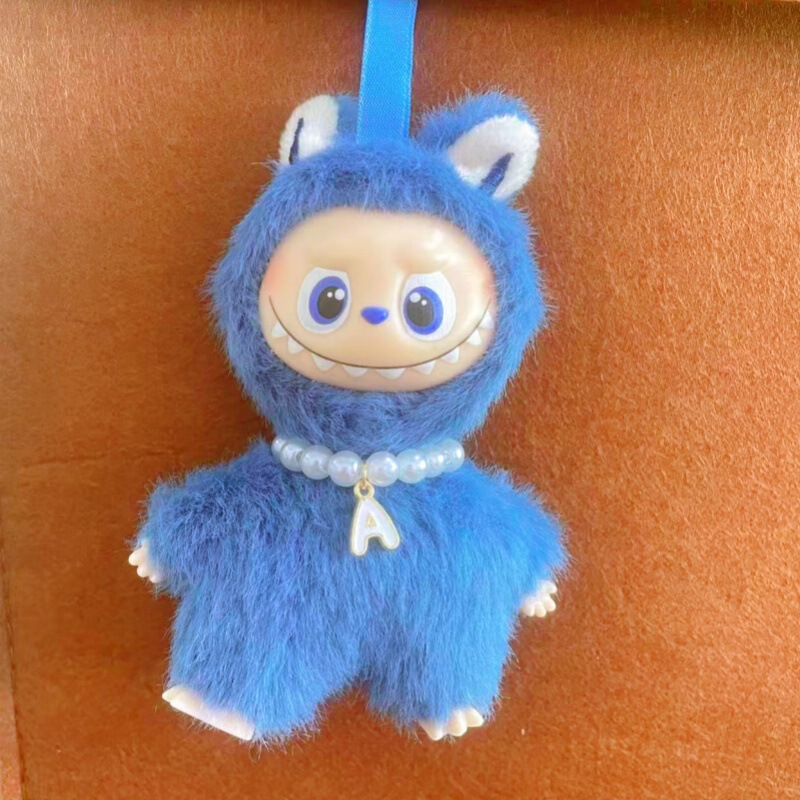 Mini Version of Labubu 4Th Generation Pearl Necklace Mini Labubu Pendant 26 Letters Pendant Accessories Baby Clothes