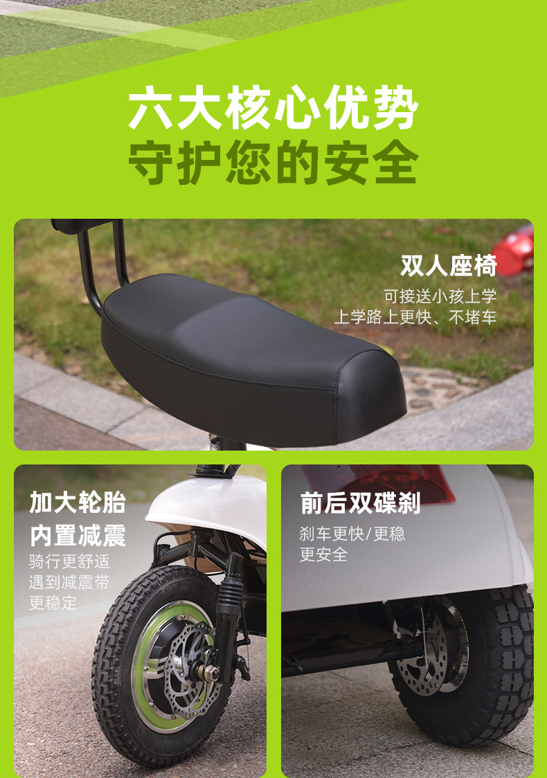 Foldable Elderly Mobility Scooter Electric Tricycle Lithium Battery Two-Seater Scooter Portable Lithium Battery