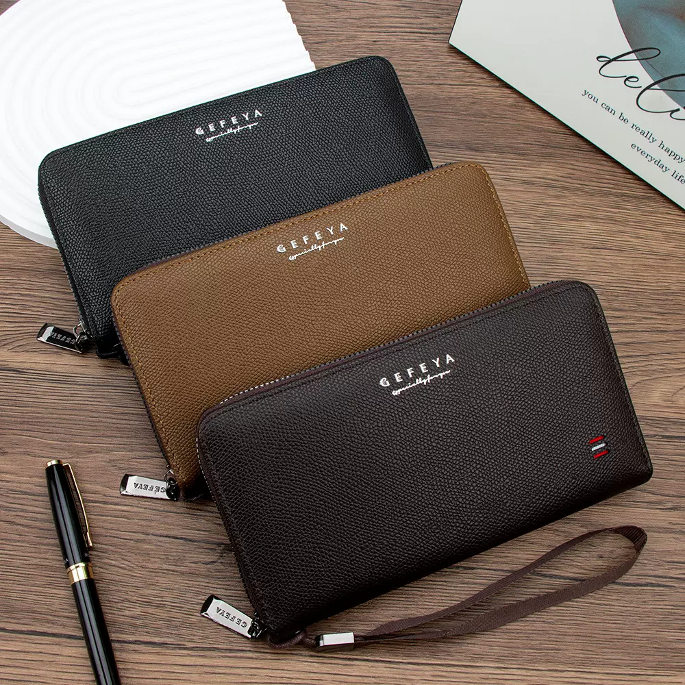 跨境男士长款钱包拉链手拿包多卡位休闲大容量手机零钱包证件卡包