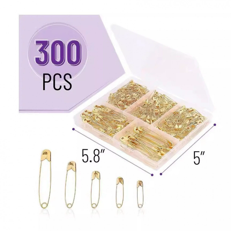 Набор из 300 разноцветных булавок с 5 отделениями, золотого, серебряного, черного цвета, больших и маленьких размеров, железные булавки для брошей своими руками.