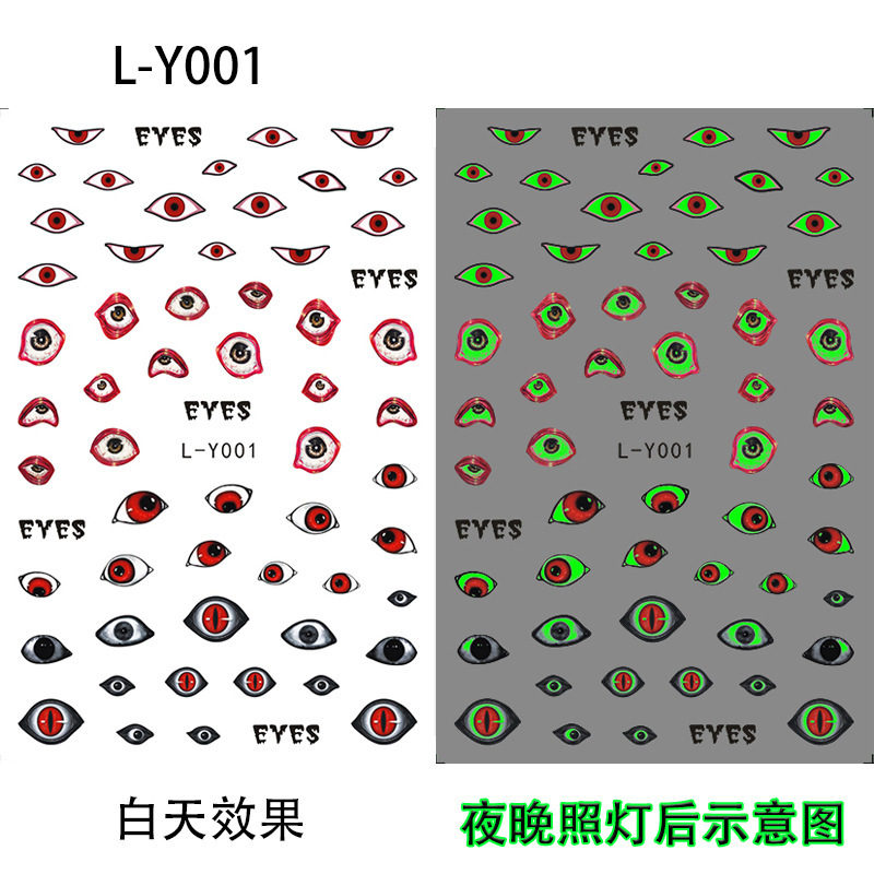 Cross-border New Adhesive Nail Art Stickers Baroque Angel Halloween Ghost Pumpkin Lamp Color Butterfly Abstract Art