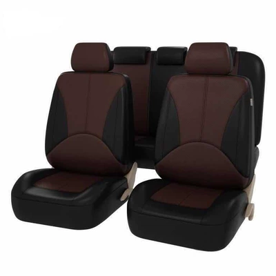 Universal seat cover – Leather Pvc Spliced Leather Amazon - brown-and-black-2-piece-set-single-seat