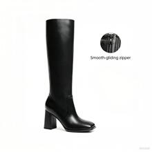H 88357 Pointed Toe Chunky Heel Knee High Boots ���볤ѥ