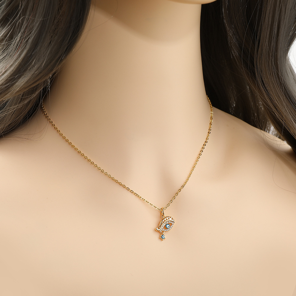 Fashion Geometric Copper Gold Plated Zircon Pendant Necklace