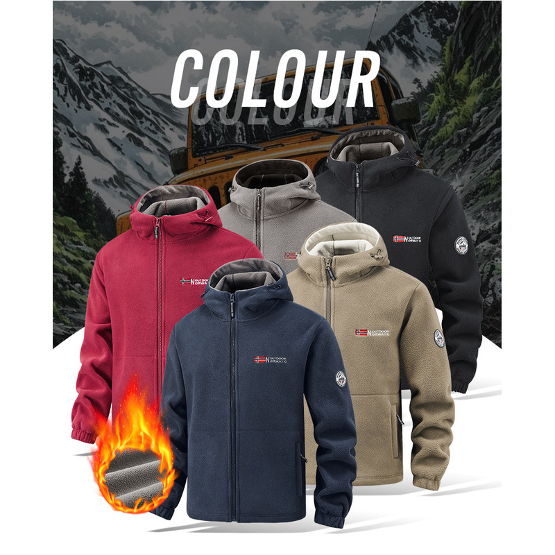 Exported to Norway, Europe and America, Large Size Fleece-Lined Hooded Warm Jacket, Cross-Border Large Size Outerwear, Trendy Couple's Top Exported to Norway, Europe and America, Large Size Fleece-Lined Hooded Warm Jacket, Cross-Border Large Size Outerwear, Trendy Couple's Top