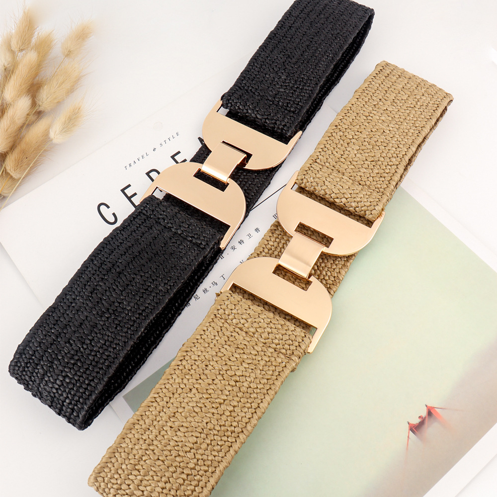 Casual Solid Color Alloy Elastic Band Women's Woven Belts 1 Piece display picture 1