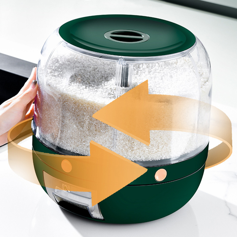 Grid rice bucket rotating grain rice storage box household insect-proof and moisture-proof sealed rice storage box rice cylinder