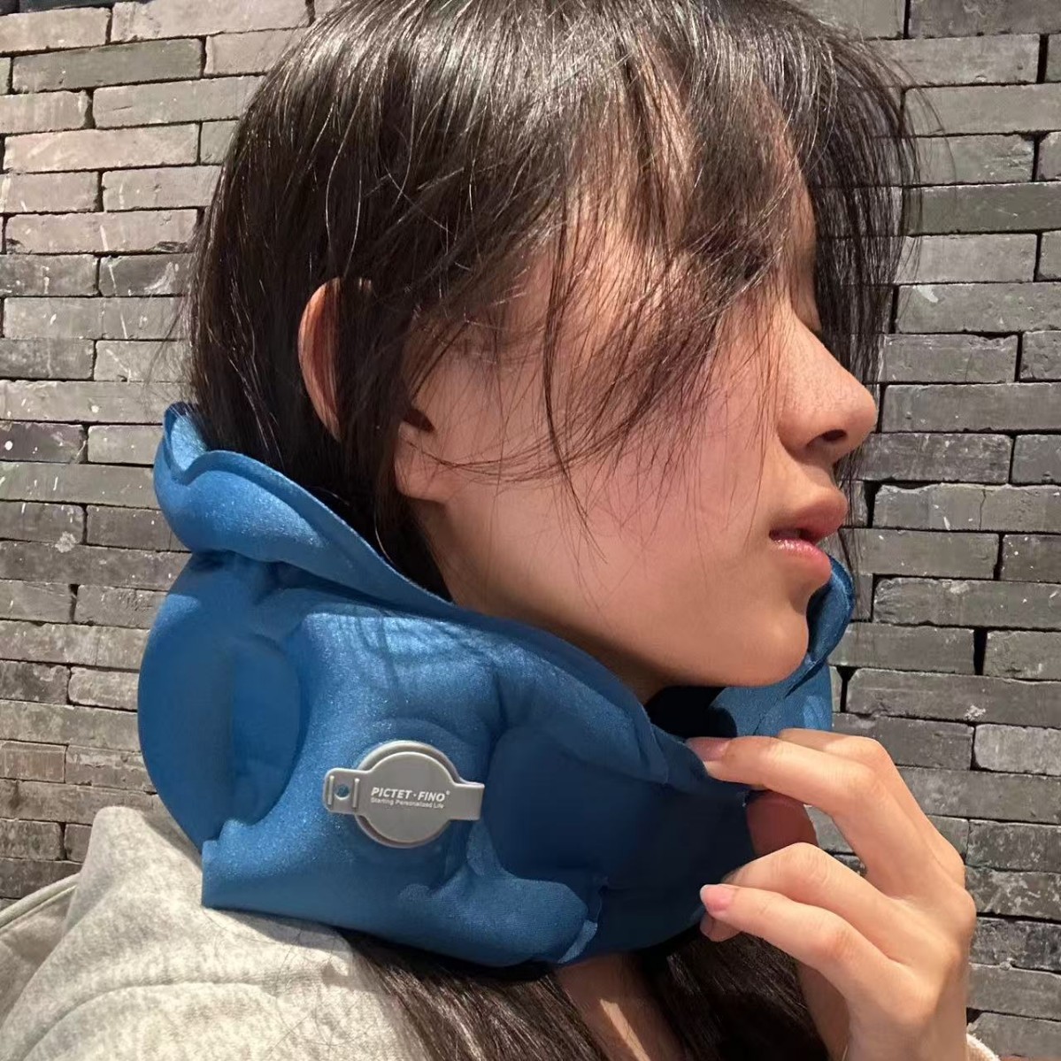 PF109魔术贴充气围脖枕 围脖气枕围脖枕护脖枕新款颈枕批发简约