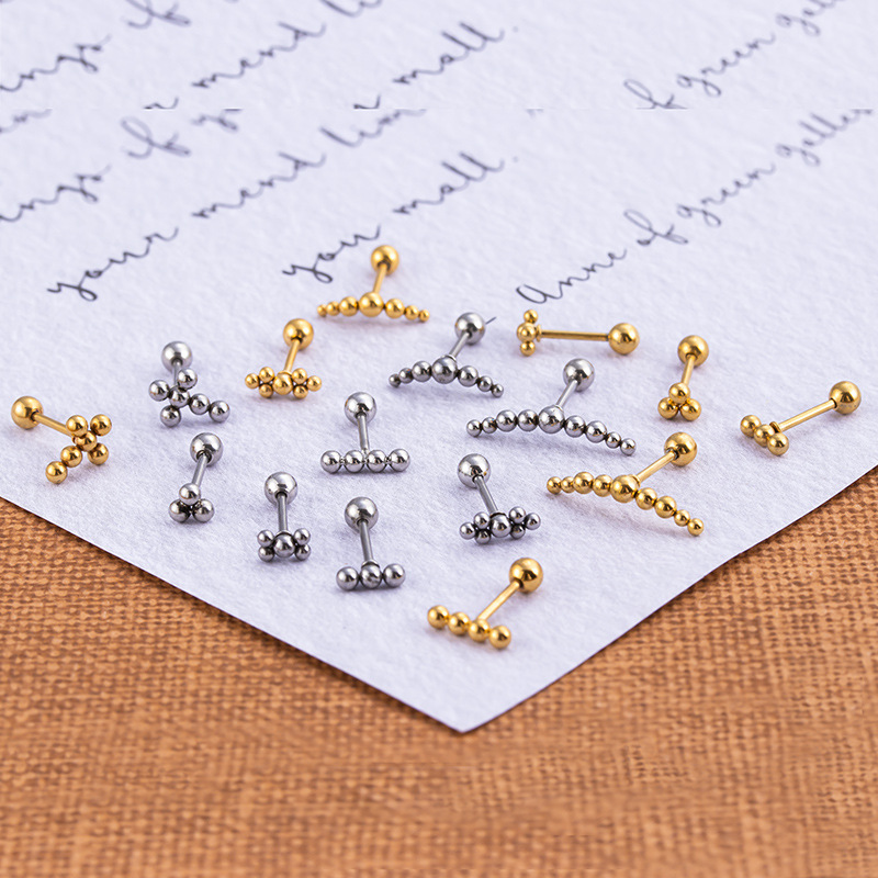 Star, Moon Pattern 1 Piece Ear Cartilage Rings & Studs Fashion Star Moon 316L Stainless Steel Plating Zircon
