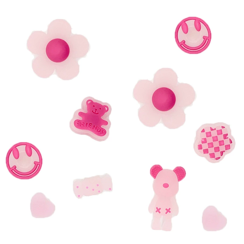 Розовая светящийся бурный медведь пещерная обувь обувь с цветочной пряжкой декоративная обувь аксессуары DIY персонализированная пещерная обувь аксессуары