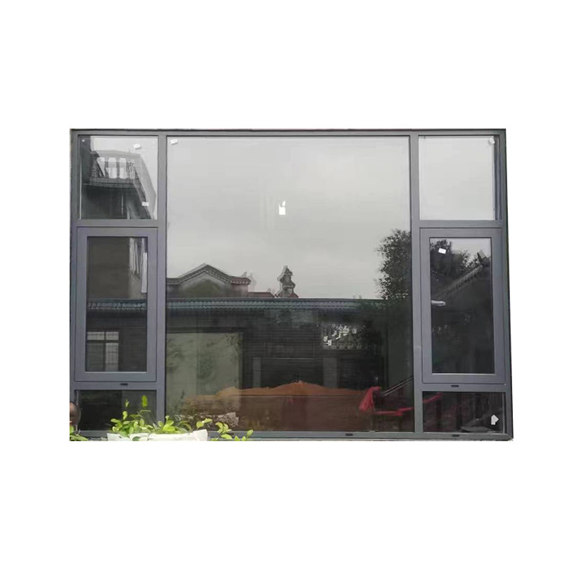 Puertas y ventanas de aleación de aluminio de doble capa de vidrio hueco ventanas de aislamiento acústico puente roto abierto nuevo estilo hermoso ventana panorámica de piso simple