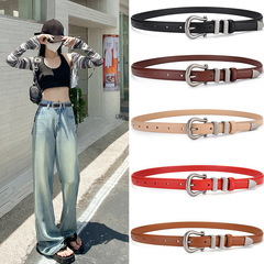 女士皮帶頭層牛皮腰帶女復古ins簡約配褲子針扣皮帶女士真皮褲帶