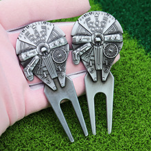 新款创意太空船果岭叉 高尔夫金属球叉/草皮修复Golf Divot Tool