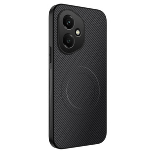 Suitable for Honor400 Mobile Phone Case with Carbon Fiber Pattern, Magnetic Suction Leather Texture Soft Case, Honor X7D Magnetic Wireless Charging X9C