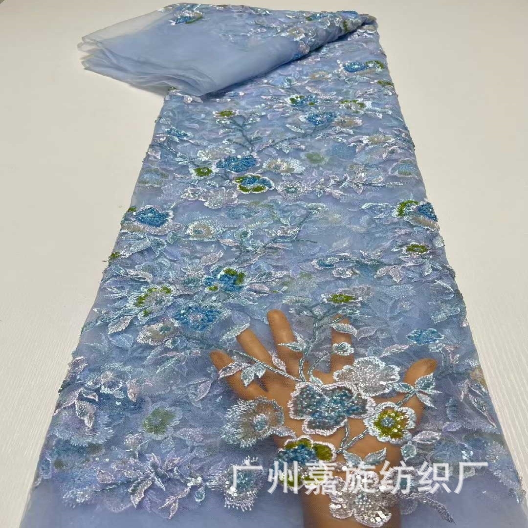 Ingeniería pesada rosa bordado cuentas bordado tela bordada flores chaleco cheongsam vestido bordado tela