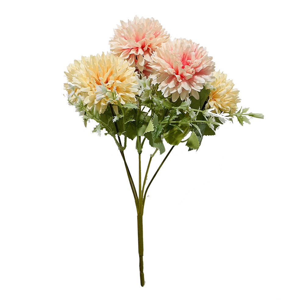Simulación de 6 bolas de crisantemo mano mano mano única flor pequeña sala de bodas flores falsas transfronterizas flores paisaje pastoral