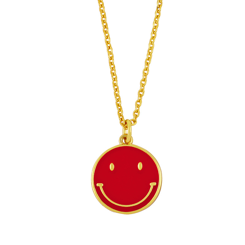 Nihaojewelry Cute Color Dripping Oil Round Brand Smiley Face Necklace Wholesale Jewelry display picture 7