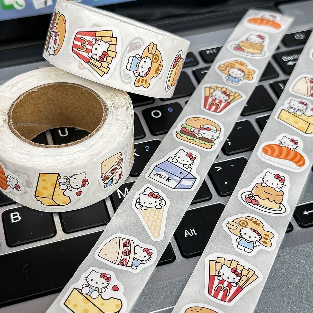 Rolling stickers-gourmet cartoon cat