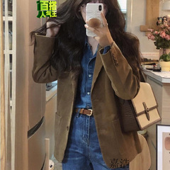 涤纶外套小西服女小个子今年流行春秋季新款高级感气质优雅驼色