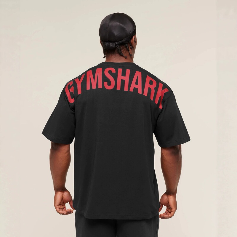 GYMSHARK Men's Oversized T-shirt Summer Outdoor Sports Fitness Cotton Loose Fit Casual Short Sleeve Top